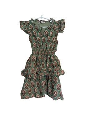 MAREA Girl's Block Print Cotton Ruffle Dress - 8-10